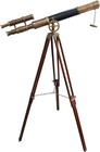Nautical Style Black Leather Telescope Maritime Brass Antique Double Barrel Desi
