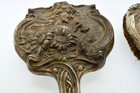 Antique Sterling Silver Nouveau Vanity Hand Mirror   Brush Set C 1903