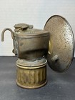 Justrite Brass Carbide Coal Miner   s Cap Helmet Lamp Flint Light Lantern Vtg Usa