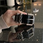 Auth Chrome Hearts Black Leather Roller Belt W  Silver Buckle  925 Size 38