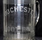 Vintage 1 Gallon Rochester Root Beer Mug Etched Glass Soda Fountain Advertising