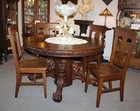 Antique Round Oak Dining Table     Carved Lions Head And Claw Feet