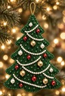 Diy Beaded Christmas Tree Felt Ornament Craft Pattern Kit New