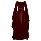 Women s Renaissance Medieval Gothic Long Dress Witch Halloween Cosplay Costume