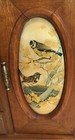 Vintage Wood Silk Fabric Birds Jewelry Box 1970 s Dresser Drawers Velvet Boho