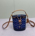 New Coach Cy740 Mini Bucket Bag With Classic Denim Fabric