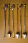 Vintage Sterling Silver Heart Shaped Cocktail Straw Spoons Set Of 6 Sip Stirrers