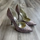 Carlos Pink Gold Glitter Metallic Sequin Shimmer High Heel Pumps Shoes Size 6 5