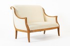 Antique French Art Deco Two-seat Loveseat Sofa With New Cream Upholstery