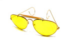 Vintage 14k Gold Plated Shooting Glasses Yellow Lens Aviator Sunglasses Safety 