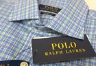 Polo Ralph Lauren Blue Plaid Slim Fit Dress Shirt Long Sleeve Stretch  98 
