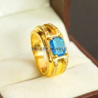 Blue Topaz Oval Cut With 14k Yellow Gold Ring For Men s  a871  