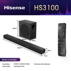 Hisense - 3 1 Channel 480w Soundbar With Wireless 6 5  Subwoofer  hs3100  - B   