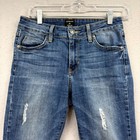 Just Black Crop Jeans Women 28x25  Blue Denim Pants Stretch Distressed Raw Hem