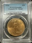    1924  20 Saint-gaudens Double Eagle Gold Coin     Pcgs Genuine Cleaned Unc    