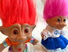 Vintage 1990s Troll Dolls Lot 2 Pink Red Hair Star Belly Gem Israel Outfit