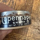 Vintage Copenhagen Satisfies Snuff Tobacco Empty Tin Cardboard Can Aug 3 1992