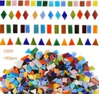 1050 Pieces Mixed Shapes Glass Mosaic Tiles For Crafts  Colorful Stained Glas   