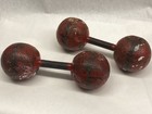 Vintage Cast Iron Globe Dumbbells Weights  33 2 Pounds Total  16 6 Lbs Each 
