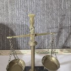 Vintage Brass Apthocary Balance Scale W  2 Hanging Pans  Lions Foot Marble Base