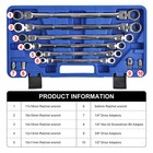 Flex-head Extra Long Ratcheting Wrenches Double Box End  Wrench Set  4 Adapters