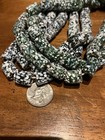 Rare Lot Of 10 Old Stock Spotted Cylinder Art Glass Green Lampwork Beads 1950s