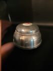 Vintage Powder Puff Music Box  Round Metal Flowers  - Works