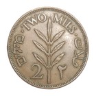 1927 Palestine 2 Mils Copper Coin British Mandate Km 2