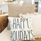 Happy Holidays Snowflake Indoor outdoor Winter Neutral Pillow Cover Nwot