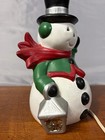 Vintage Snowman Christmas Lighted Figurine Lantern Holiday Decor Ceramic 