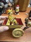 Vintage 1930s Tin Litho Wind Up Donkey Cart With Driver