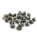 Black Agate Stone Elder Futhark Runes Set 25 Pcs  Viking Norse Divination Ms125
