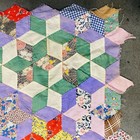 Vintage Unfinished Hexagon Star Quilt Top 74x62 Hand Stitched Sewn Feedsack 50s 