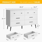 White 6-drawer Dresser - Modern Wood Chest For Bedroom Storage  Anti-tip