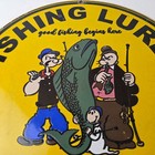 Vintage Fishing Lures Sign - Paw Paw Bait Co Popeye Gas Pump Porcelain Sign