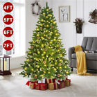 4 5 6 7ft Artificial Snow Flocked Christmas Tree W  Led Lights Pine Cone Holiday