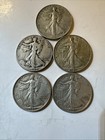 Estate Find Lot Of Five Walking Liberty Half Dollars Philadelphia Random