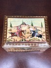Vintage Persian Khatam Inlay Jewelry Trinket Box 4    Wood Inlaid