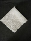 Vintage Madeira Linen Embroidered Bridal Wedding Hankie- Scallops Edges