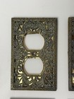 Vintage Mcm Ornate Gold Filigree Outlet Wall Cover Plate Brass Patina Lot X 7