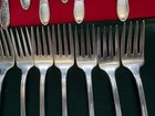 12 Each Teaspoon  Salad Forks Wm  A  Rogers Burgundy   Champagne  Grape Clusters