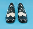 Men s Vtg Nos 70s 2 Tone Black   White Lace Up Shoes 10 D Pedwin Newport 1970s