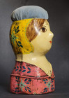 Pin Cushion Antique Head Bust Folk Art Paper Mache Bottom  gemma Taccogna Mexico