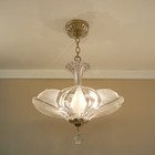 Large Vintage Glass Shade Chandelier 1930s Ceiling Light Fixture 16 5  Restored