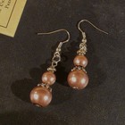 Handcrafted Warm Mauve Antiqued Silver Glass Pearl Drop Earrings
