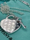 Tiffany Heart Tag 925  W  Key Pendant Necklace   Msrp  325 00