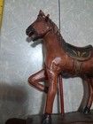 Antique Primitive Wood Rocking Horse Wooden Wheels Pull Toy