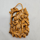 4 Vtg German Wax Relief Wall Decoration Boy   Girl Portraying Four Seasons Brown