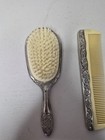 Vintage Ornate Silver-tone Vanity Set Hand Mirror Hair Brush   Comb 3-piece