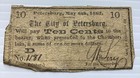 The City Of Petersburg  Ten Cents Banknote 1862  Civil War Era  Rare  2 1 2  L